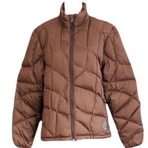 ISIS for Women chocolate brown/turquoise down quilted puffer jacket sz 12.